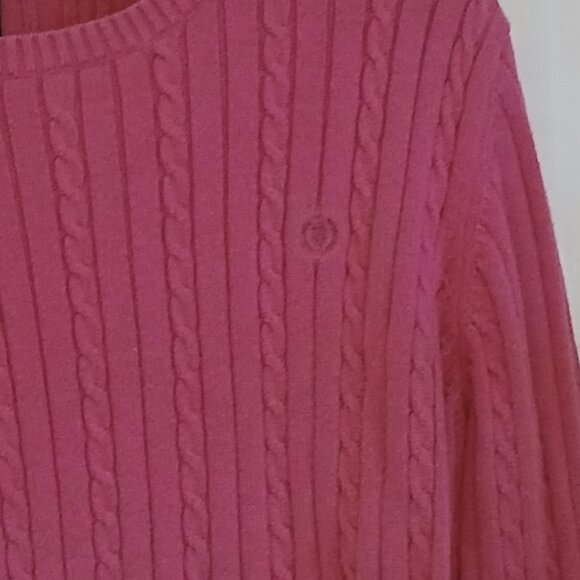 IZOD Women's Cable Knit Sweater Hot Pink Large - Picture 2 of 4